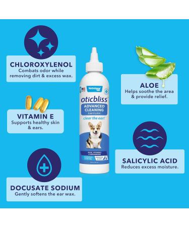 Oticbliss Advanced Ear Cleaning Products for Dogs & Cats with Odor Control Drying Agent Aloe Vera and Nourishing Vitamin E Reduce Head Shaking - Clear The Ear (Advanced Cleaning 237ml) Advanced Cleaning 236.6 ml (Pack of 1) - Buy Online on GoSupps.com