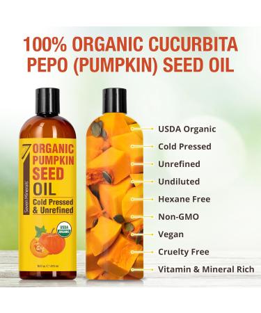 Organic Pumpkin Seed Oil 16oz for Hair Growth & Skin - Cold-Pressed & Hexane Free - Deeply Moisturizing & Lightweight - Buy Online on GoSupps.com