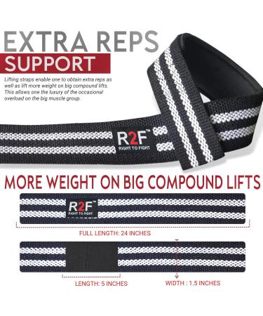 R2F Tensile Aids for Strength Training - 5mm Padded Wrist Protection Weightlifting Straps | Cross-Lifting Powerlifting Gear (Black & White) - Buy Online on GoSupps.com