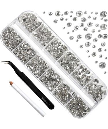 2500pcs Crystal Flatback Rhinestones Set | Beadsland Rhinestones for Makeup & Nails | Includes Tweezers & Wax Pencil | Clear SS4-SS30 - Buy Online on GoSupps.com