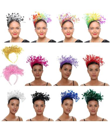 amangul Colored Feather Headband Flapper Feather Headband Feather Fascinator Headband Party Hat Cocktail Headband Headpiece(Red) - Buy Online on GoSupps.com