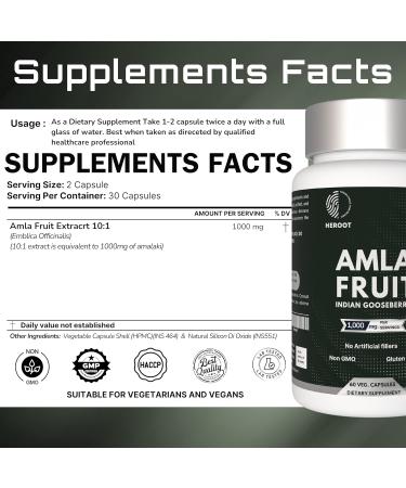 Organic Amla Capsules Natural Vitamin C Supplement for Immunity Skin and Hair Health 60 Capsules 60 Count (Pack of 1) - Buy Online on GoSupps.com