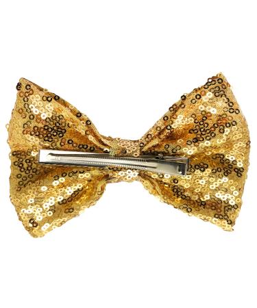 4 Pack Gold Glitter Sequins Bow Hair Clips for Girls - Perfect for Cheer, Dance, Recitals, Birthdays, and Parties - Buy Online on GoSupps.com