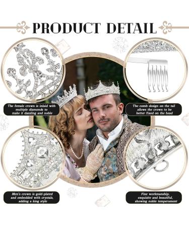 Juexica Baroque Vintage King Crown and Tiara Set - Ideal for Halloween, Prom Party - Silver - Buy Online on GoSupps.com