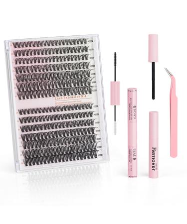 280pcs Newest Natural Lash Clusters Kit: DIY Eyelash Extension Kit Individual Lashes Wispy Lash Clusters Fluffy Clusters Mink Lash Clusters Volume Lash Set 30D&40D Kit - 280pcs