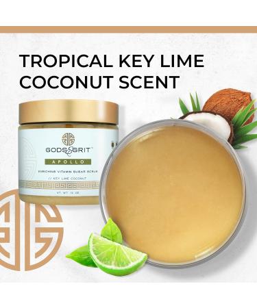 Gods & Grit Apollo Anti-Aging Exfoliating Body Scrub | Ultra Hydrating Key Lime Coconut | Dead Skin Remover for Men & Women | 16 oz - Buy Online on GoSupps.com