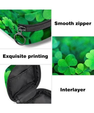 Women's Napkin Storage Bag - Green Four-Leaf Clover | Portable Menstrual Cup & Tapes - Ideal for First Periods - Buy Online on GoSupps.com