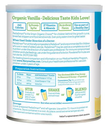 Nature's One Organic Pedia Smart Vanilla - Complete Nutrition Beverage Mix 12.7 oz (360 g) - Buy Online on GoSupps.com