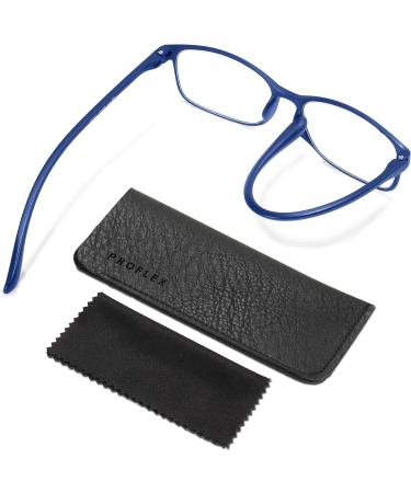 PROFLEX BluOptix Blue Light Blocking Computer Reading Glasses - Lightweight, Flexible, Scratch-Resistant, Unisex - Available in Various Dioptres - Blue 2.0 - Buy Online on GoSupps.com