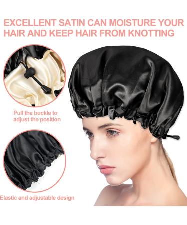 Ranphykx 2PCS Satin Sleep Cap Set | Adjustable Double-Sided Bonnet Cap for Sleep - Black & Purple | M-XL Size - Buy Online on GoSupps.com