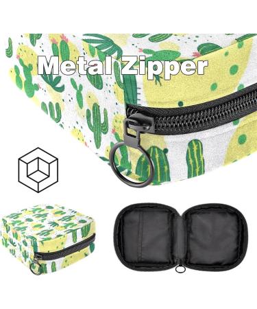 Stylish Menstruation Pad Bag with Zipper | Hand-Drawn Cactus Design | Women's Tampon & Napkin Collector Bag - Buy Online on GoSupps.com