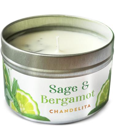 Chandelita fragrance candle aroma candle with essential oils natural from sage and bergamot - sage leaves with soy wax for cleaning and meditation - chakra candle - aromatherapy candle - Buy Online on GoSupps.com