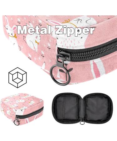 Women's Binding Pocket Bag - Cute White Rabbits & Flowers - Pink Tampon Storage & Zip Pockets - Multi-use Menstrual Ties Bag - Buy Online on GoSupps.com