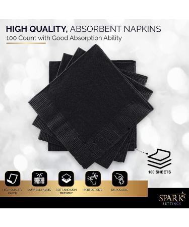 Amcrate Big Party Pack 100 Count Black Beverage Napkins - Ideal for Wedding  Party  Birthday  Dinner  Lunch  Cocktails. (5 x 5) - Buy Online on GoSupps.com