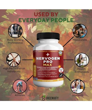 GREENVIFY Nervogen Pro Max Nerve Health Support Supplement with B Vitamins 60 Capsules 30-Day Supply (1) - Buy Online on GoSupps.com