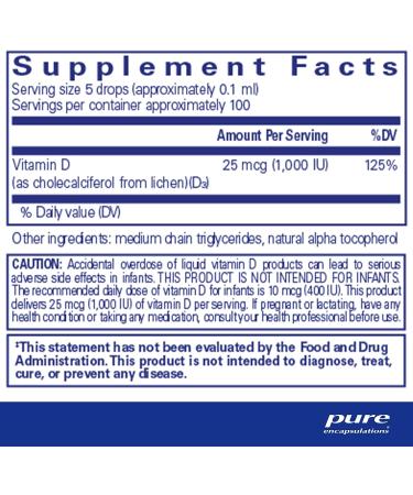 Pure Encapsulations Vegan Vitamin D3 Liquid | Bone, Breast, Cardiovascular, Colon & Immune Support | 0.3 fl. oz - Buy Online on GoSupps.com