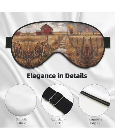 Farm with Deer Print Unisex Sleep Mask | Double-Sided Eye Mask for Sound Sleep & Skin Care - Black - Buy Online on GoSupps.com