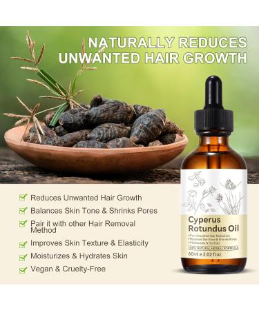 Cyperus Rotundus Oil Natural Cyperus Rotundus Oil for Hair Removal Reducing Body Hair Growth Smooth Skin & Hair Removal Shrink Pores Soothing & Gentle Suitable for All Skin Types 60ml - Buy Online on GoSupps.com