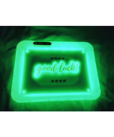 Rolling Tray Glow Tray LED Rolling Trays Gift Glow Part and Voice Control Mode 7 Color Light Rotation(White