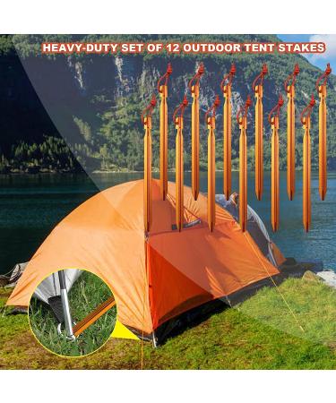 12 Pack 7075 Aluminum Tent Stakes - Lightweight & Heavy Duty Camping Pegs in Apricot Orange - Includes Ground Metal Spikes - Camping Accessories - One Size - Buy Online on GoSupps.com