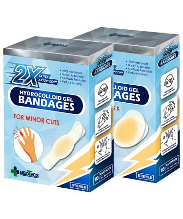 Medtecs Hydrocolloid Gel Bandages 30 ct Long-Lasting for First Aid Waterproof Adhesive Bandages Advanced Cushion for Blister Prevention & Wound Care 2X Fast Healing for Heel Fingers & Toes 30 Count (Variety)