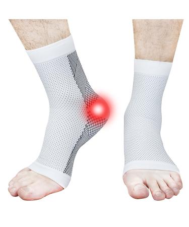 Feeljam neuropathy socks nano-neuropathy socks soothe relief socks for plantar fasciitis plantar fasciitis socks compression socks for neuropathy ankle patin relief (s-m white) white s-m
