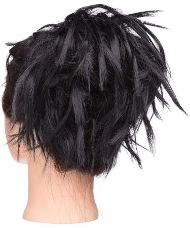 Tousled Updo Messy Bun Hair Piece - Synthetic Wavy Bun Extension Chignon in Dark Brown - Buy Online on GoSupps.com