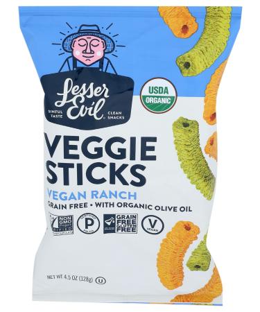Lesserevil, Veggie Stick Ranch Organic, 4.5 Ounce
