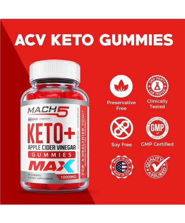 Mach5 ACV Keto Gummies - 5 Pack Max Strength - Apple Cider Vinegar & Beet Root Juice with Vitamin B12 (300 Gummies) - Buy Online on GoSupps.com