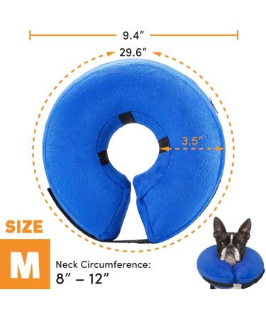 BENCMATE Inflatable Recovery Collar for Dogs & Cats - Medium Blue, Neck 8-12 - Soft Pet Cone that Doesn't Block Vision - Buy Online on GoSupps.com