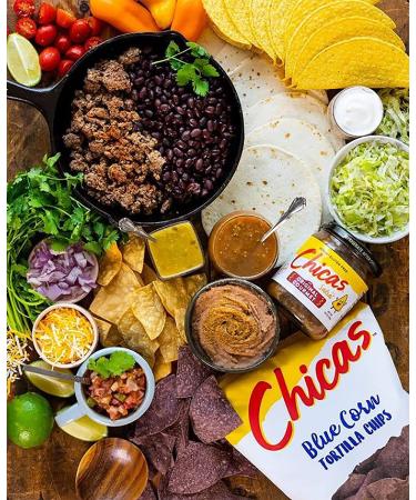 Chicas Blue Corn Tortilla Chips - Lightly Seasoned with Sea Salt - Gluten Free, Vegan, Non-GMO - 7.5 oz (Pack of 6) - Perfect for Dips, Spreads & More - Buy Online on GoSupps.com