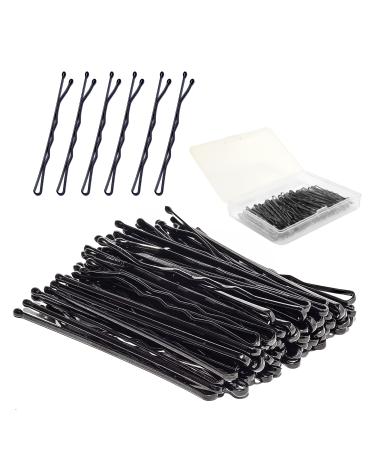 Bellure 200 Pcs Black Bobby Pins with Storage Box Kirby Hair Grips (5.5cm/2.2 in) Hair Pins Good for All Types of Hair Styling Needs for Girls Women & Hair Salons