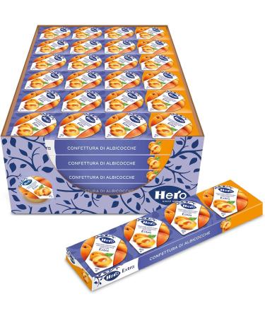 Hero Poker Apricot Jam Jam & Extra Jam High Quality Fruits Preservatives & Colorants 30 Packs of 100g (4 Individual Servings x 25g)