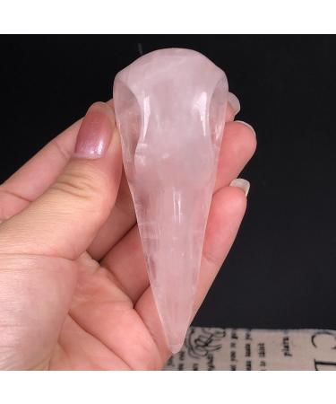 Home Decoration Natural Rose Quartz Crystal Bird Head Skull Hand Carved Polished Gemstone Home Decor Collection Stones ERTEYIN