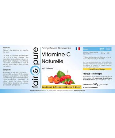 SoMatEm Fair & Pure Natural vitamin C from acerola and rosehip vegan 240 vitamin C capsules - Buy Online on GoSupps.com