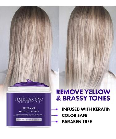 Hair Bar NYC Silver Mask 16.9oz - Purple Toning Mask for Blonde, Silver, Platinum Hair with Keratin & Biotin - Buy Online on GoSupps.com