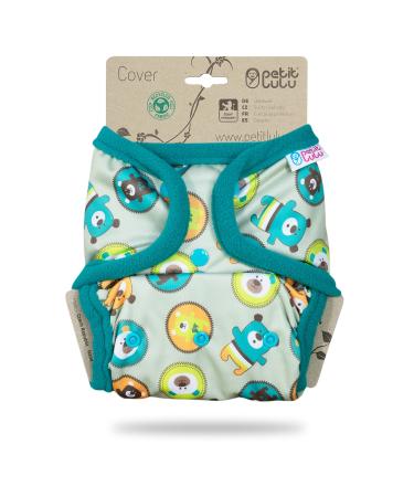 Petit lulu size 2 powy overpants (5-16 kg) |Pint buttons |One size diapers |Baby diaper pants |Washable & waterproof |Fleet diapers |Made in EU (Flying Bears)