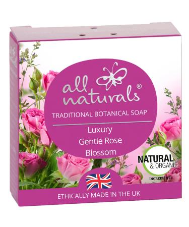 All Naturals Soap Natural & Organic Vegan with Soothing Jojoba Rosehip Shea Butter Cocoa Butter for Children and Sensitive Skin 100g (Rose Blossom)