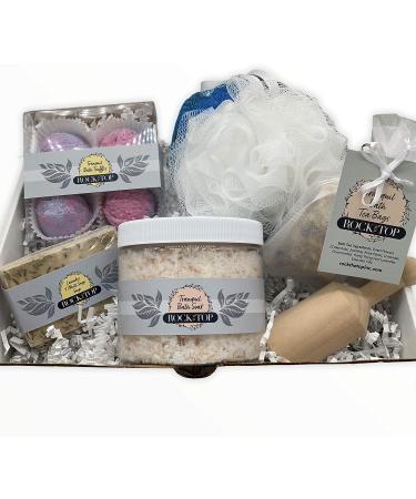Spa Gift Basket for Women: Anxiety Relief Set with Mineral Bath Soak, Soap, Bomb Truffles, Tea - Lavender, Chamomile, White Sage - Buy Online on GoSupps.com