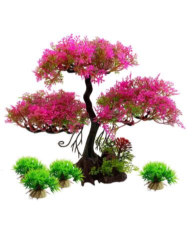 MiukingPetArtificial Aquatic Plants Fishtank Decorations Aquarium Decorations,Applicable to Office and Household Simulation Fish Tank Plants (Pink)