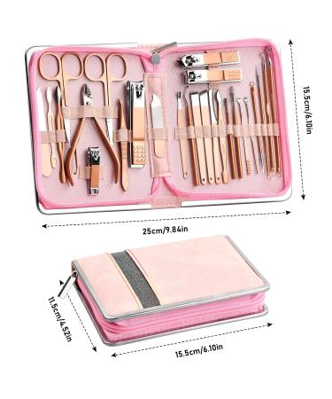 Anseom Manicure Set 26-Piece Professional Nail Clippers Kit Stainless Steel Tool Set for Nail Care Pedicure Set Foot Care Nail Set for Cuticle Cleaning Zip Pockets (Rose) - Buy Online on GoSupps.com