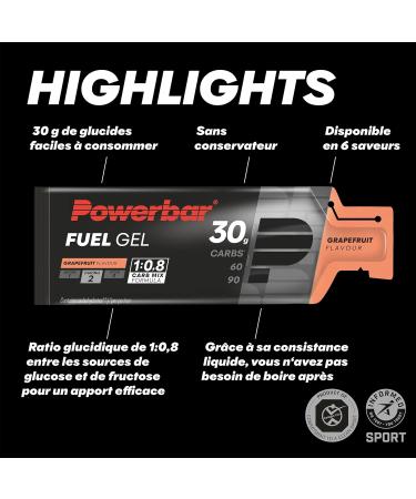 Powerbar - Black Line - Fuel 30 Gel - Grapefruit - 12x50ml - Gel nerg tique riche en glucides - Sans caf ine Pamplemousse - Buy Online on GoSupps.com
