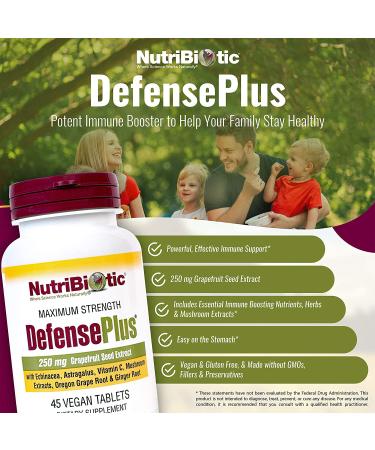 NutriBiotic DefensePlus Maximum Strength 45 Vegan Tablets - Immune Support & Antioxidants - Buy Online on GoSupps.com