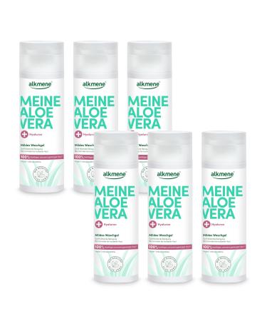 Alkmene alkmene Gentle Facial Cleansing Gel Aloe Vera with Hyaluronic Acid 200ml - Vegan Face Wash for Normal & Dry Skin - Facial Cleansing Gel - 6 Pack