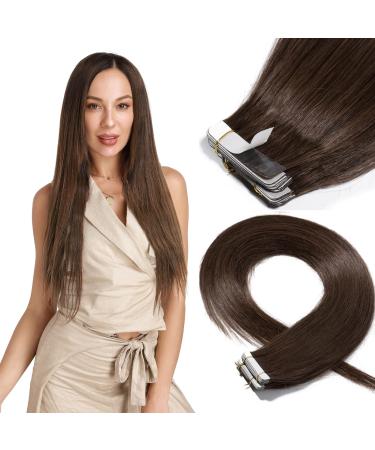 SEGO TAPE Extensions real hair hair extension adhesive tape hair parts smooth 100% remy hair 20 pieces extension +10pcs free tapes medium brown#4 12 "(30cm) -40g