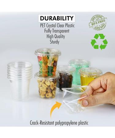100 pack Premium 2 oz. Jello Shot Cups with Leak-Resistant Lids - Durable & Clear Disposable Plastic Souffl Portion Cups - Easy Snap-On, Tight Fit - Fully Transparent - Buy Online on GoSupps.com