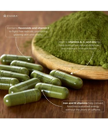 EVARA Moringa Powder Organic Capsules 500mg (100 Count) | 100% Pure Organic Moringa Leaf Powder with Black Pepper Extracts | Vegan Gluten Free | GMP & USDA Certified 100 Count (Pack of 1) - Buy Online on GoSupps.com