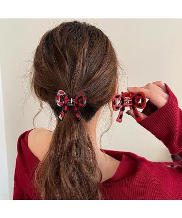 AJOIDR Bowknot Hair Clip Acetic Acid Claw Clip Hair Banana Barrettes Nonslip Jaw Clip Braid HairClaw for Women SideBangs Red - Buy Online on GoSupps.com
