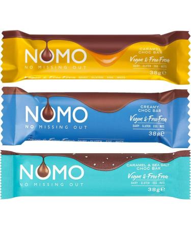 Nomo Vegan Friendly Chocolate Bundle 3 Bars Gluten Dairy Free