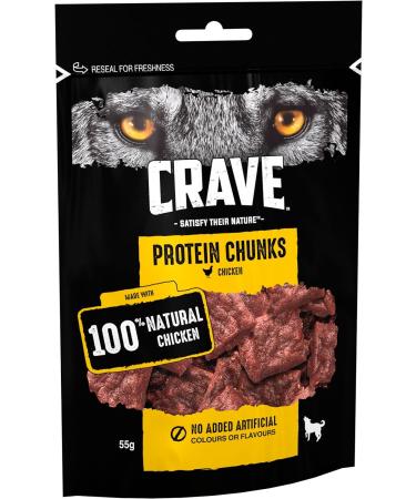 Crave Protein Chunks Dog Treats 6 x 55g - Chicken - High Protein, Grain-Free Snacks - Buy Online on GoSupps.com